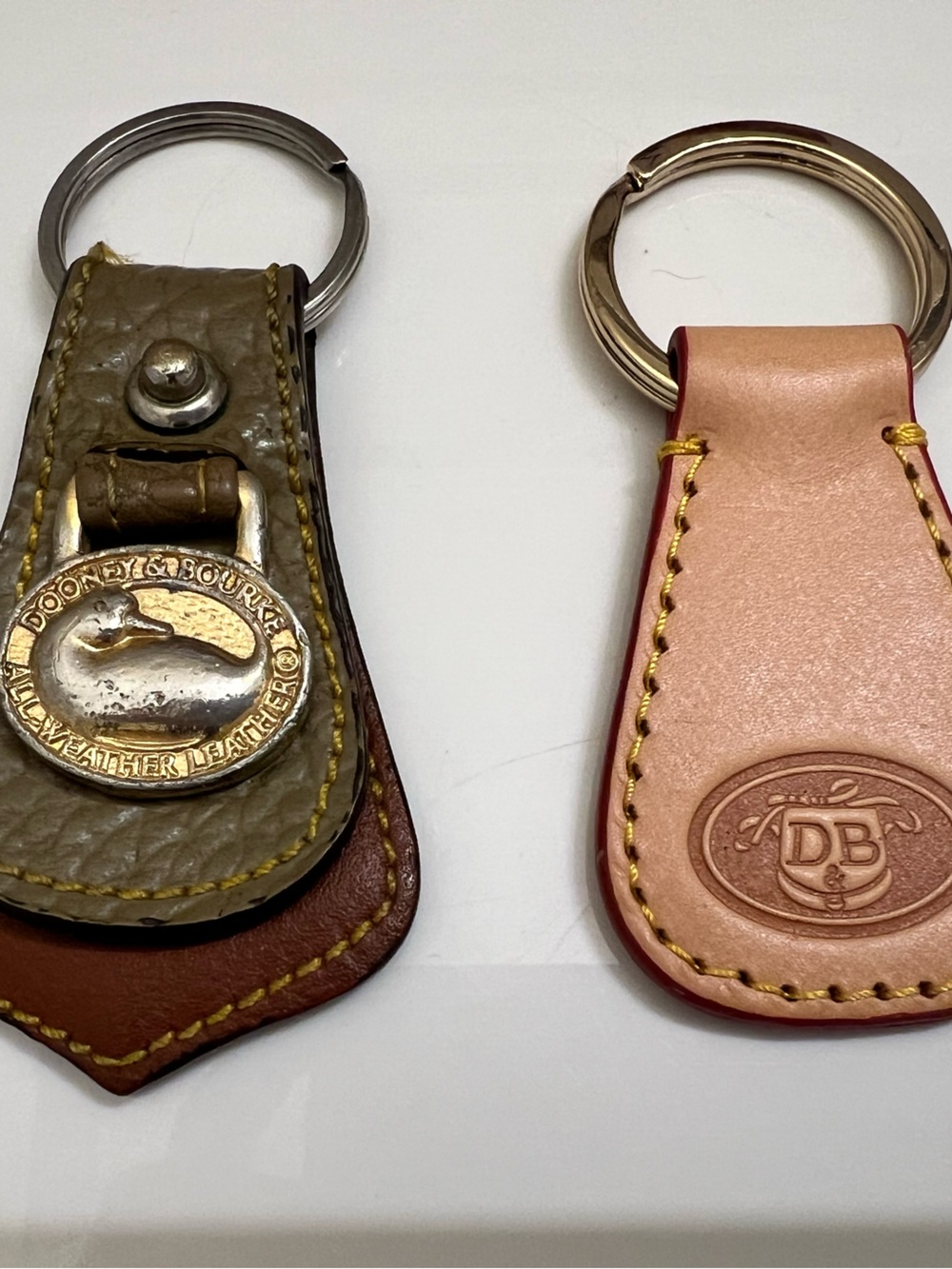 Dooney & Bourke Brown and Tan Leather Key Fob Set